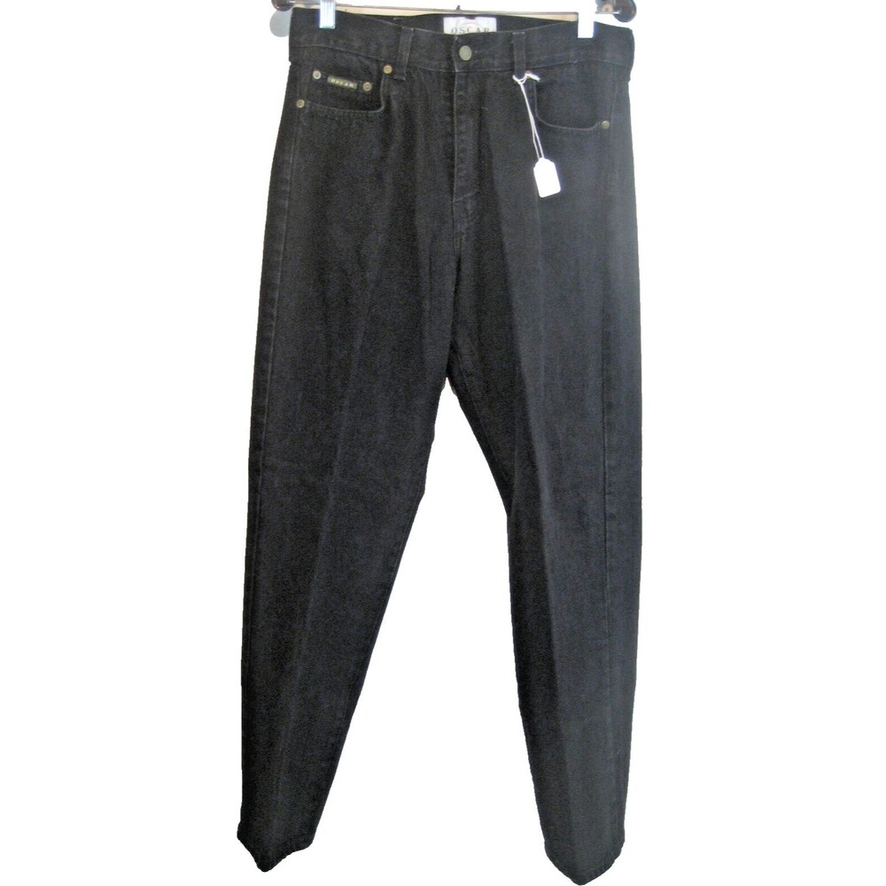 Womens Oscar de la Renta Black Straight Leg Cotton Jeans sz 12(32x30x11r)